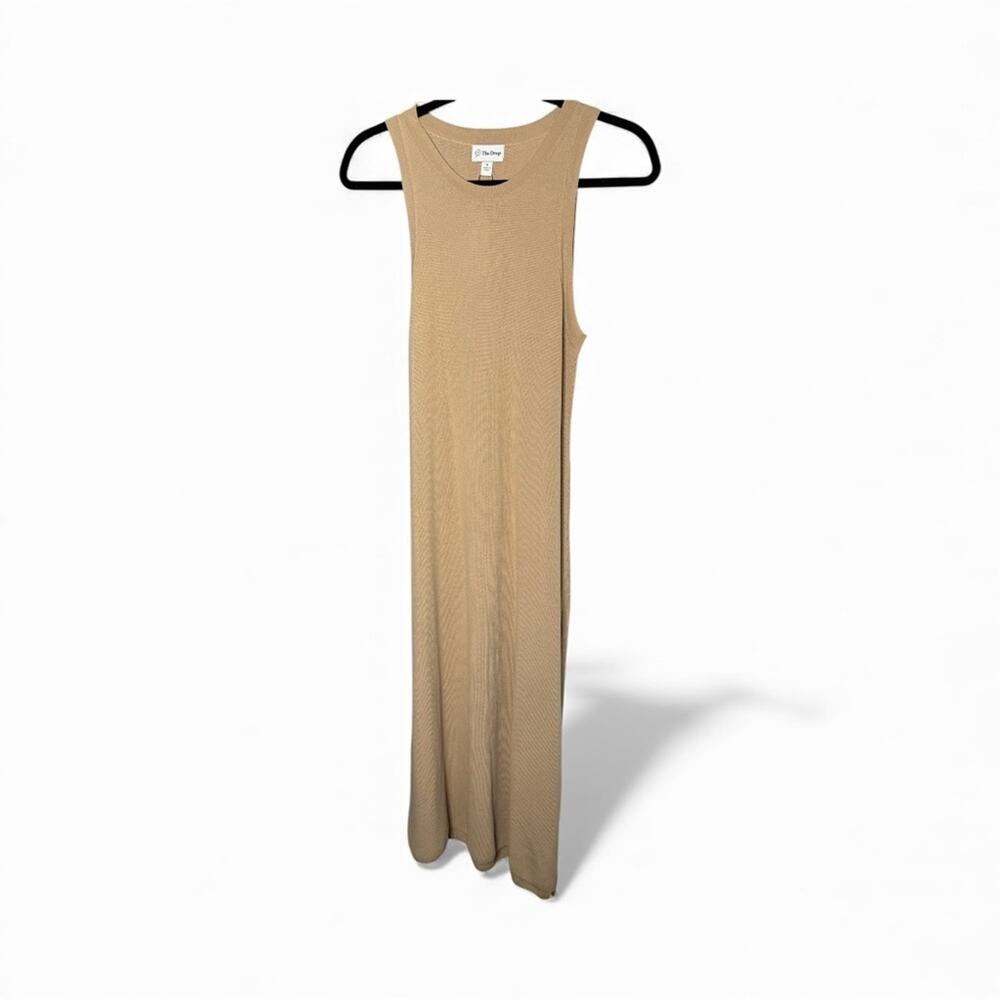 The Drop Tan Ribbed Sleeveless Tank Maxi Dress Medium